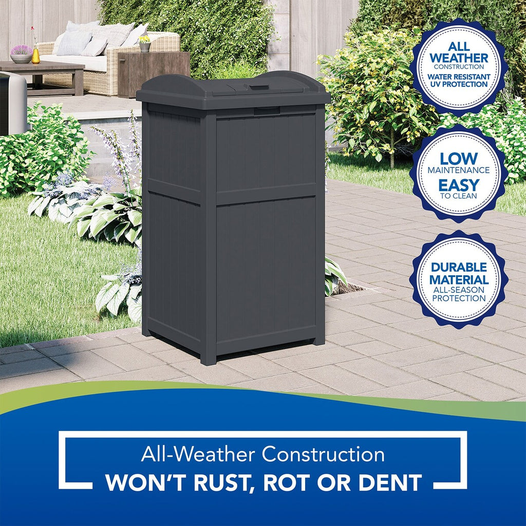 Suncast 30 Gallon Hideaway Trash Waste Bins for Outdoor, Cyberspace