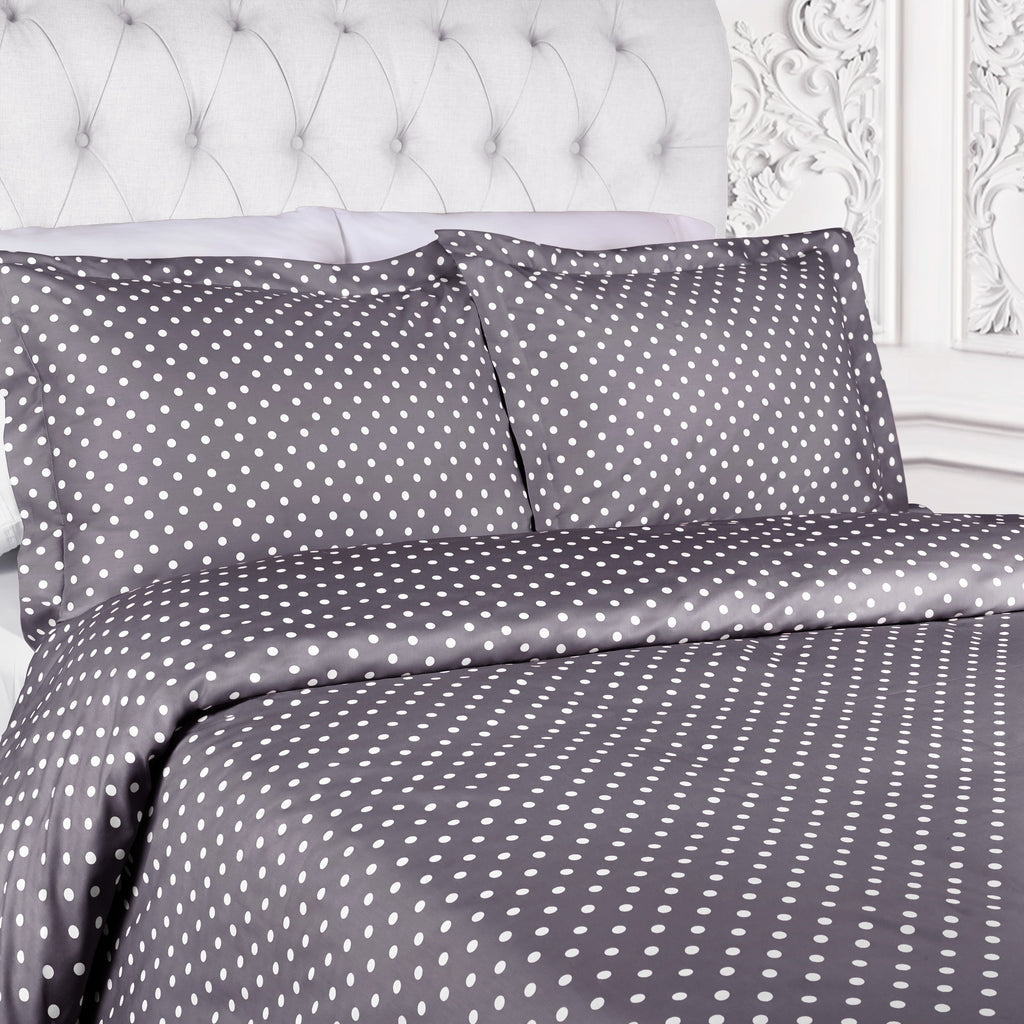 Superior Thread Count 600TC Polka Dot Cotton Blend Duvet Cover Set