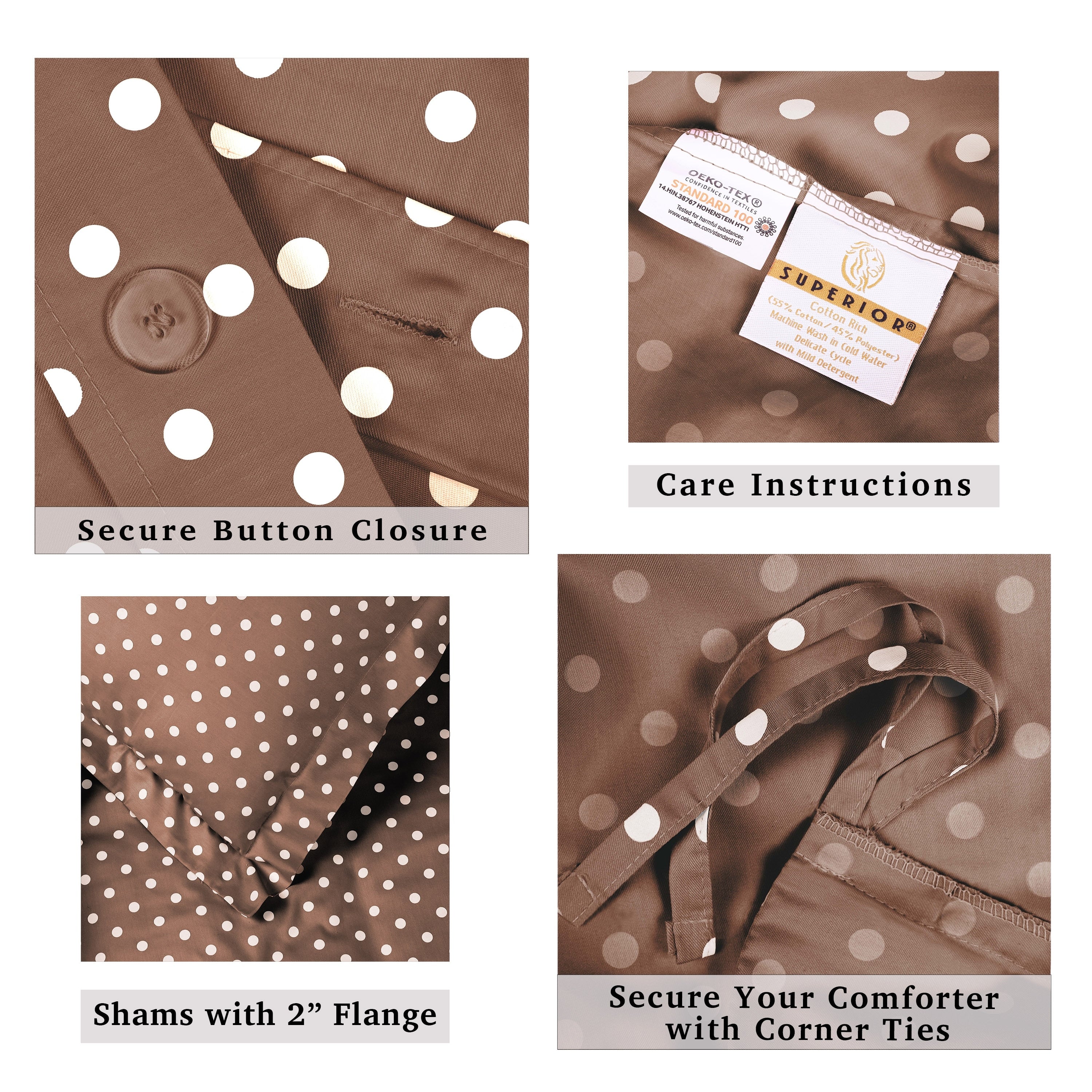 Superior Thread Count 600TC Polka Dot Cotton Blend Duvet Cover Set