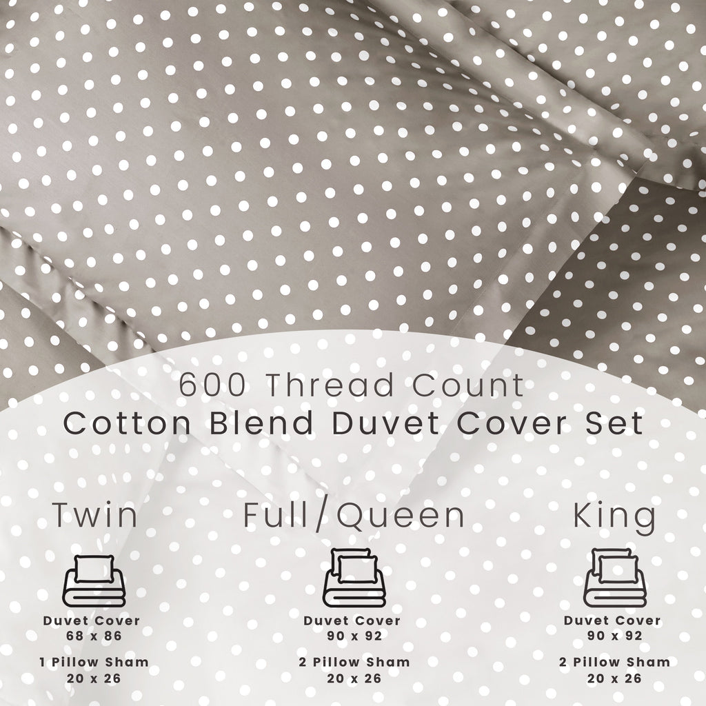 Superior Thread Count 600TC Polka Dot Cotton Blend Duvet Cover Set