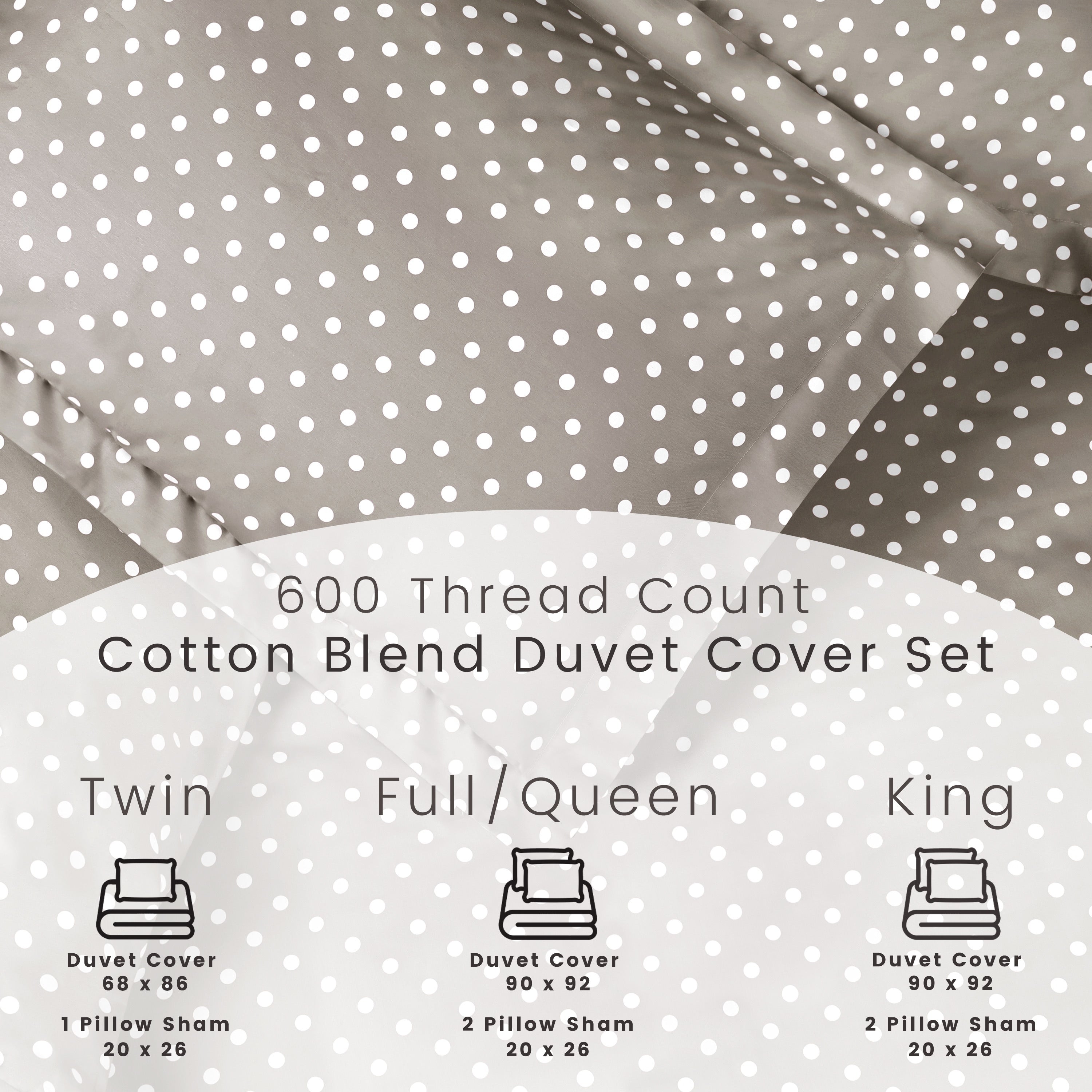 Superior Thread Count 600TC Polka Dot Cotton Blend Duvet Cover Set