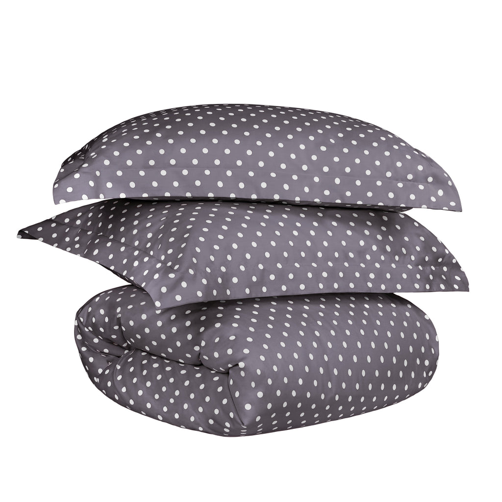 Superior Thread Count 600TC Polka Dot Cotton Blend Duvet Cover Set