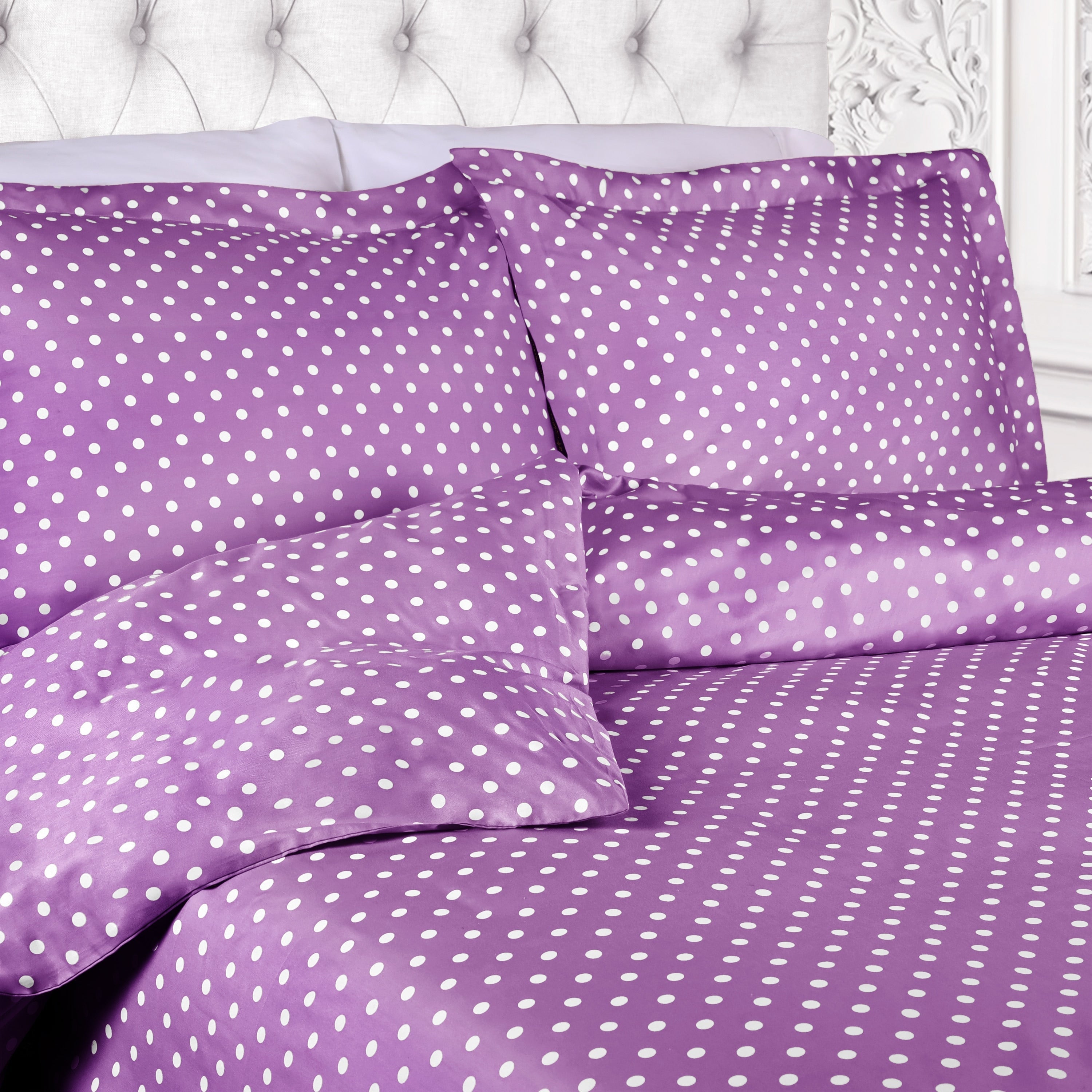 Superior Thread Count 600TC Polka Dot Cotton Blend Duvet Cover Set