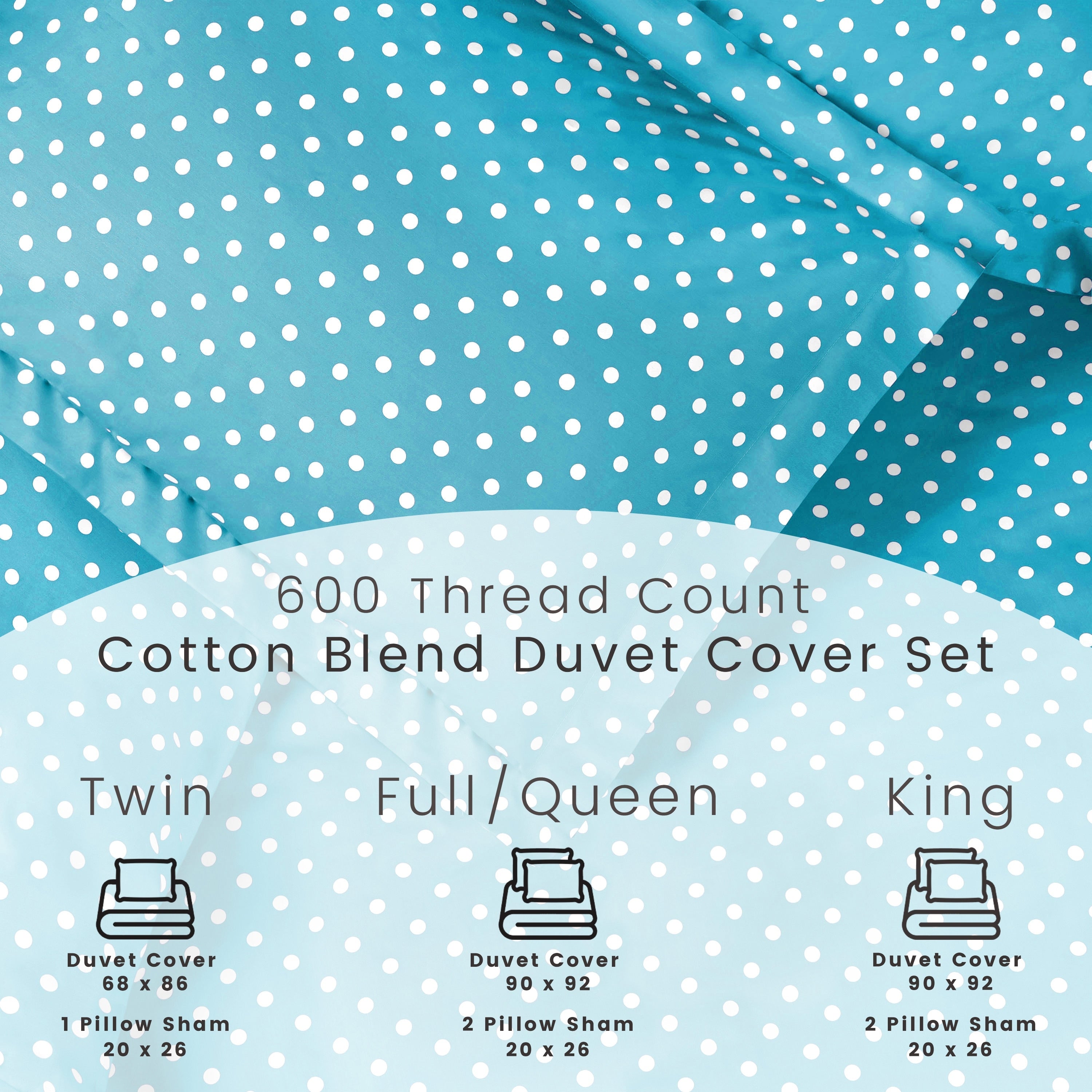 Superior Thread Count 600TC Polka Dot Cotton Blend Duvet Cover Set