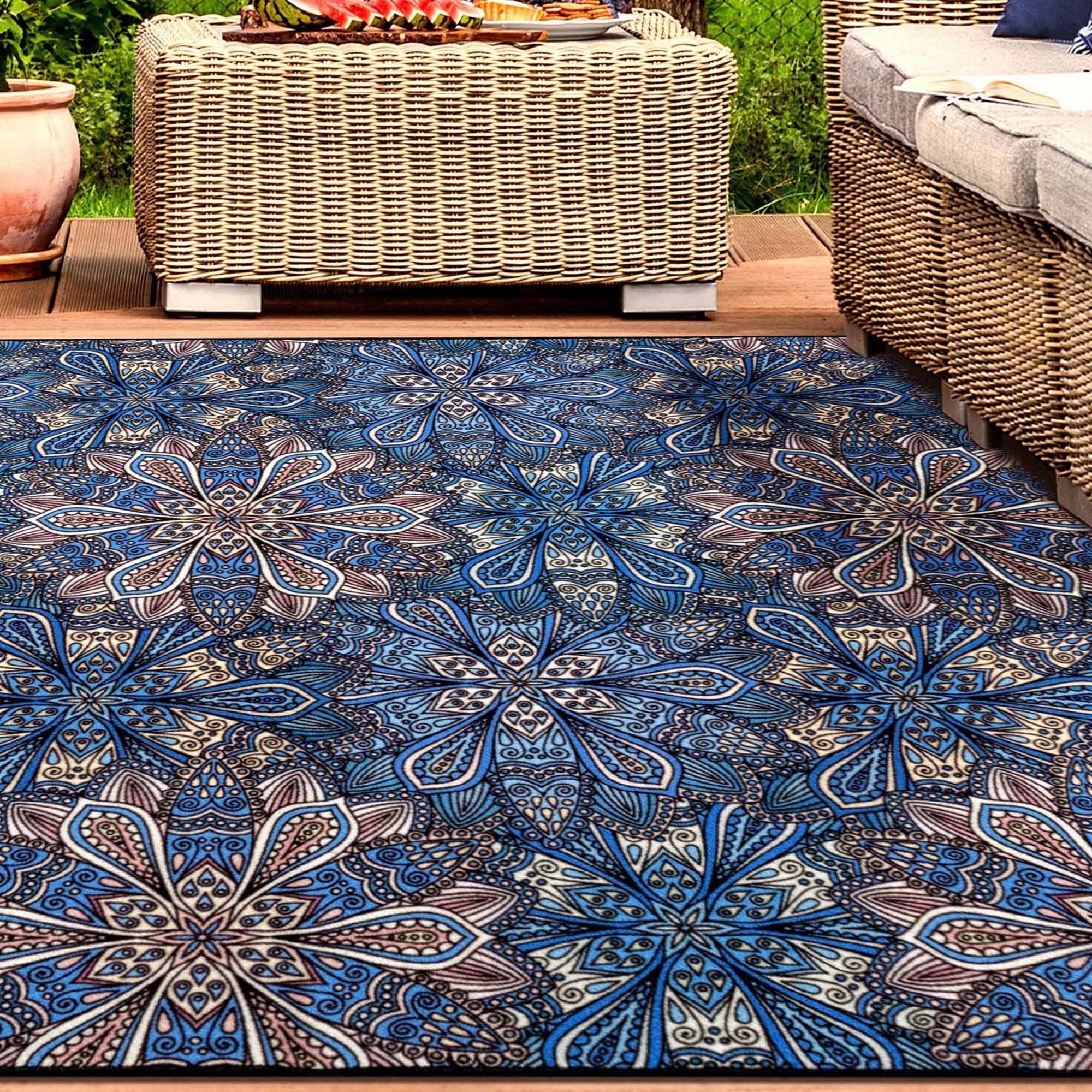 Superior Cassidy Floral Boho Non-Slip Indoor Outdoor Area Rug