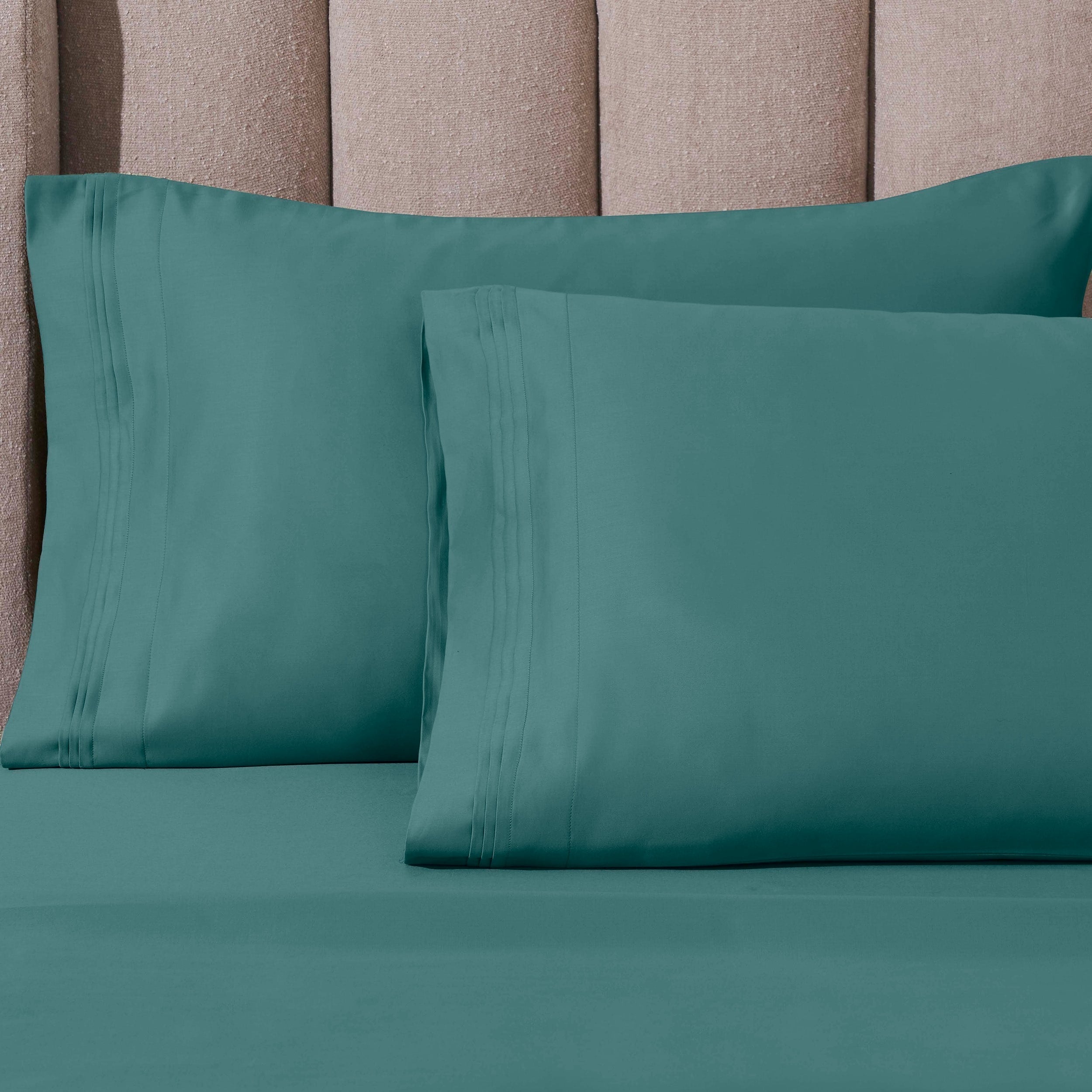 Parure de draps en coton égyptien de qualité supérieure 1000 fils au pouce carré, à poches profondes et à motif uni