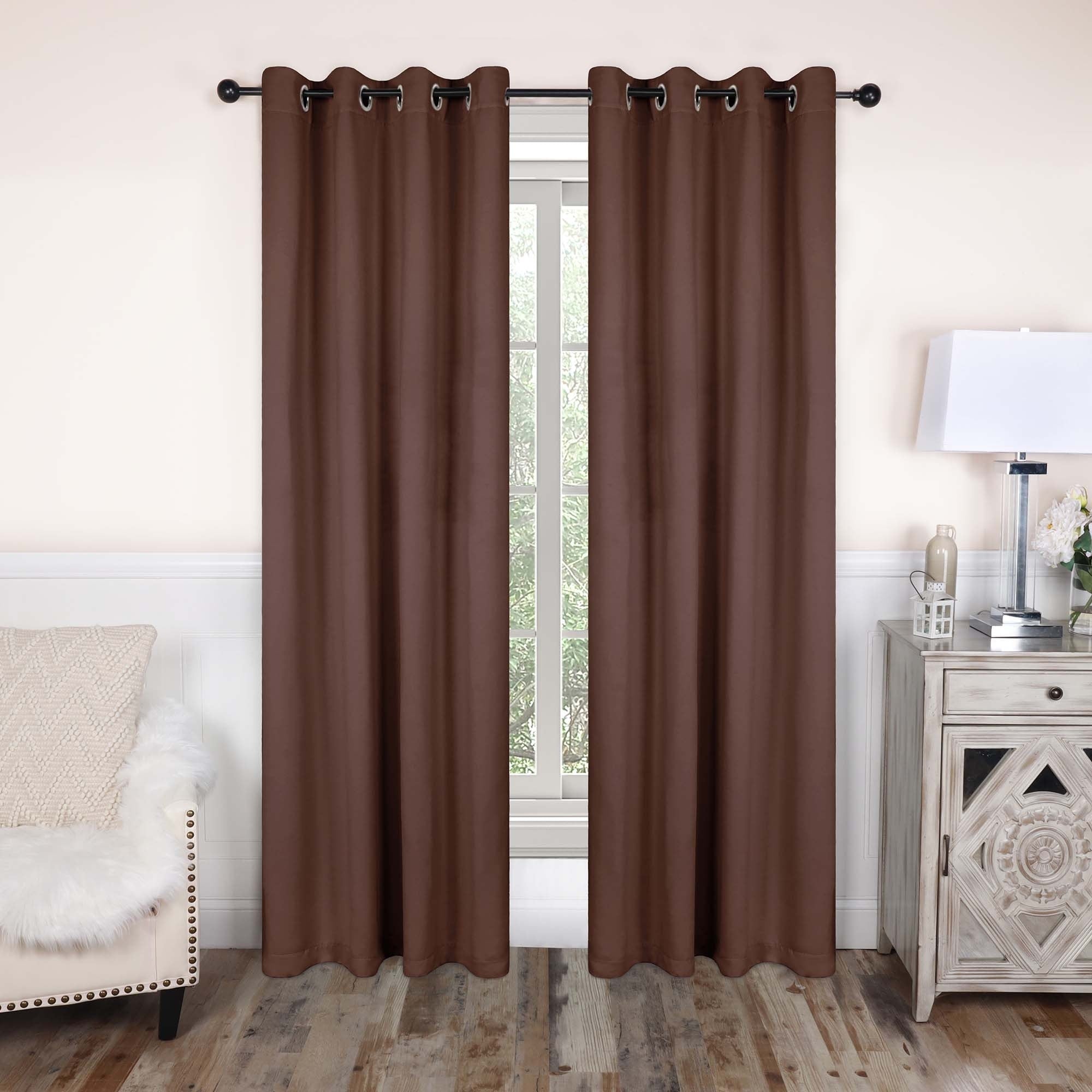 Superior Modern Solid Washable Room Darkening Blackout Curtains, Set of 2 Panels