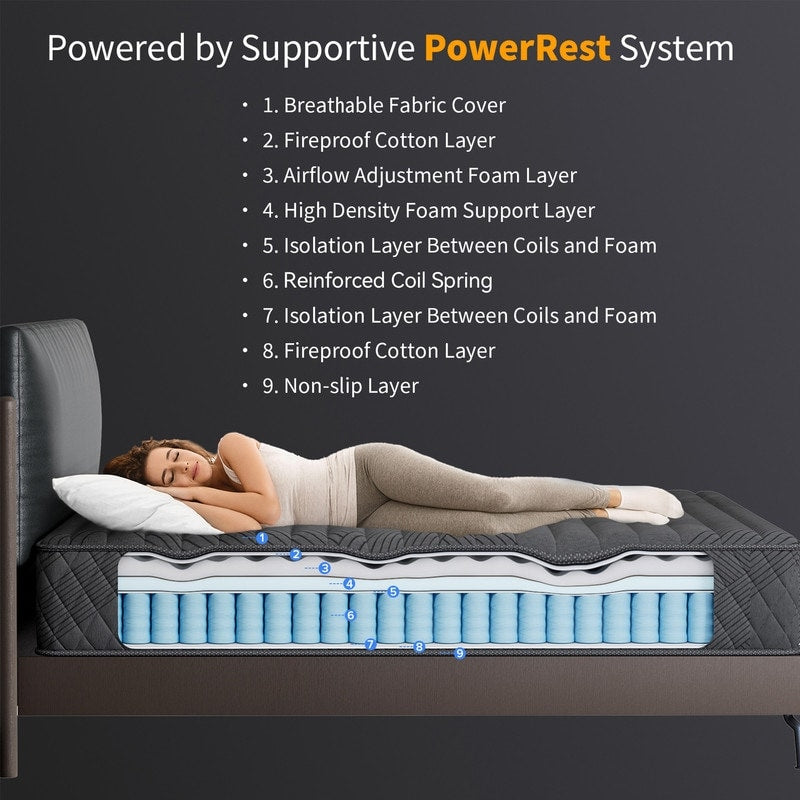Matelas hybride en mousse à mémoire de forme SweDrea Plush 8/12 po, respirant et rafraîchissant, certifié CertiPUR-US, SGS et OEKO-TEX