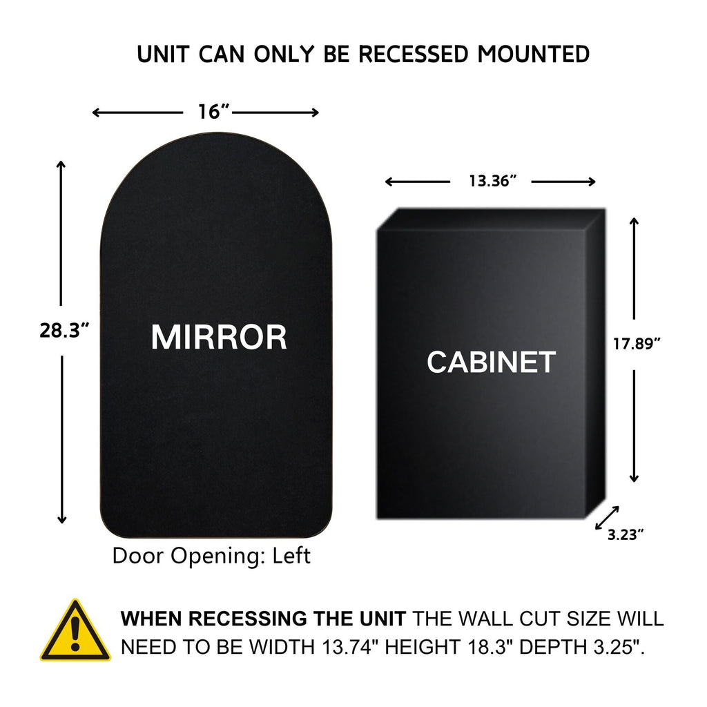 Armoire à pharmacie encastrée avec cadre TEHOME Aristes, miroir et étagères réglables