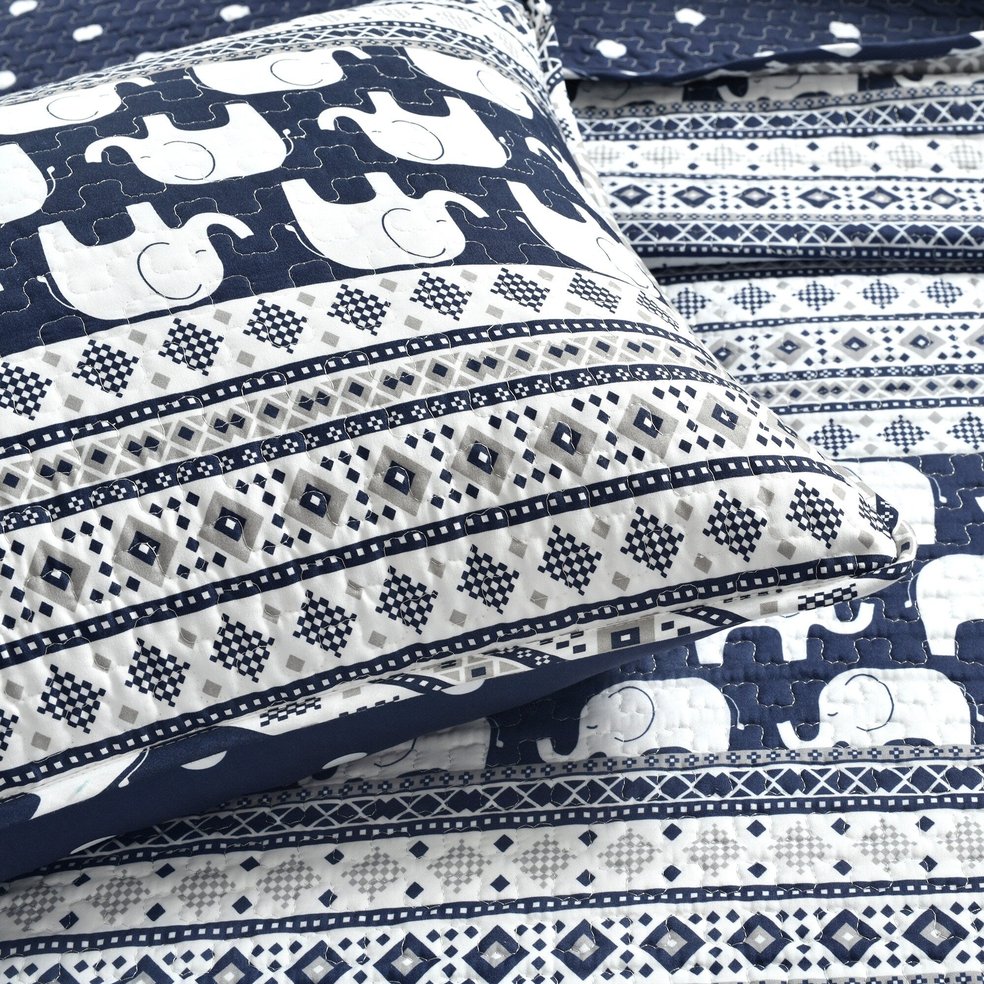 Taylor & Olive Ever-Tru Elephant Stripe 5-piece Quilt Set