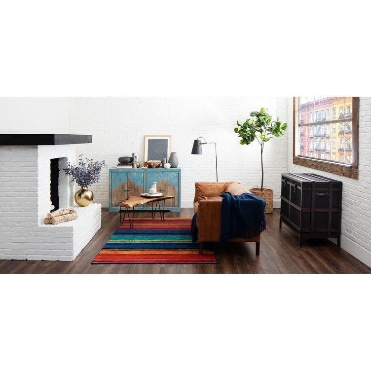 The Curated Nomad Sultan Multicolor Striped Boho Area Rug