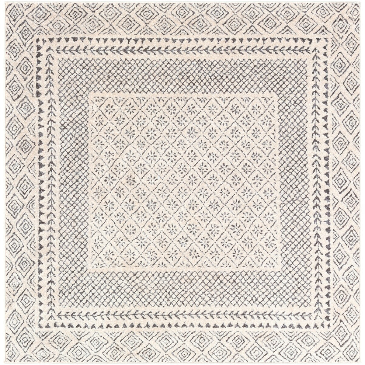 Tapis Livabliss Tiffany Grey à bordure bohème