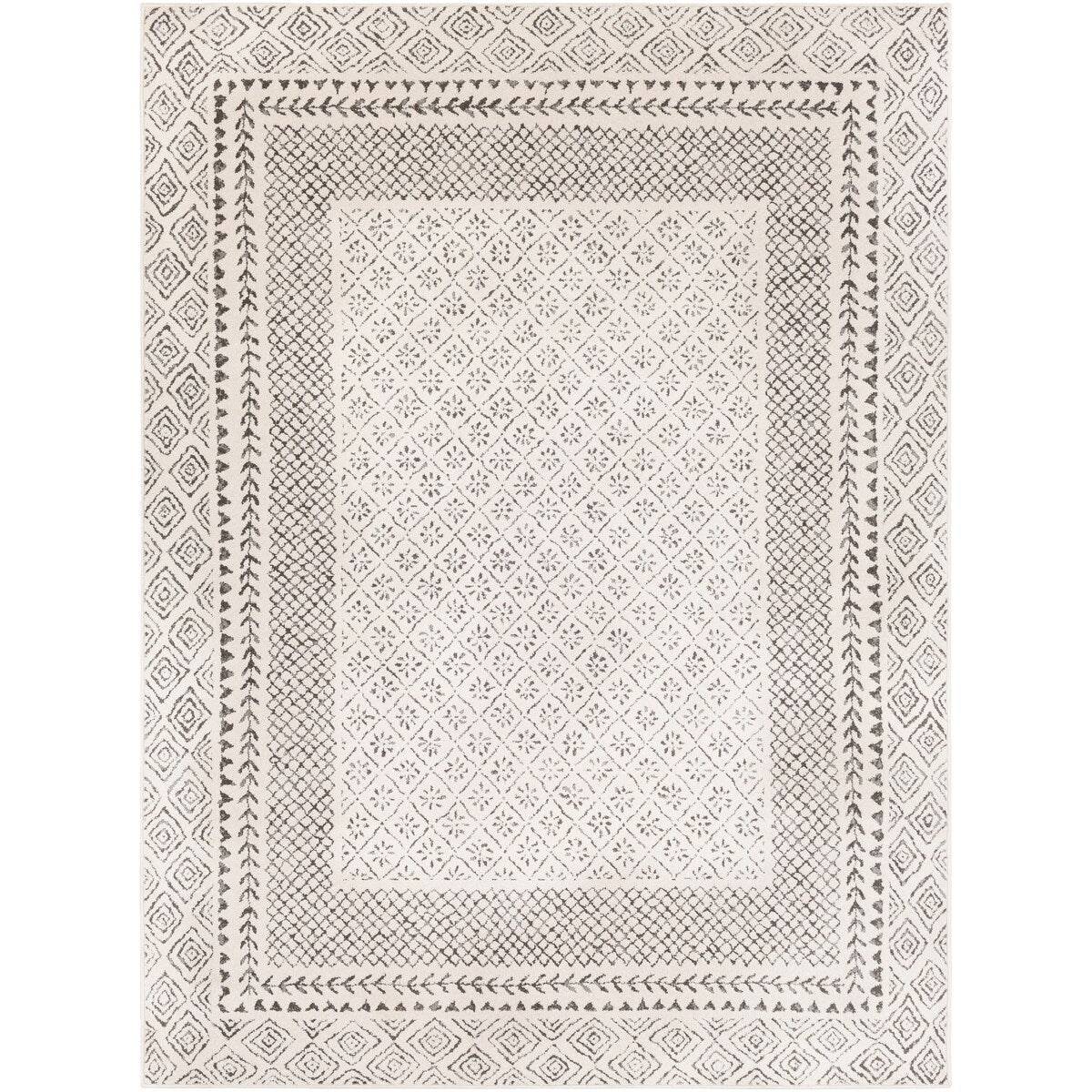Tapis Livabliss Tiffany Grey à bordure bohème