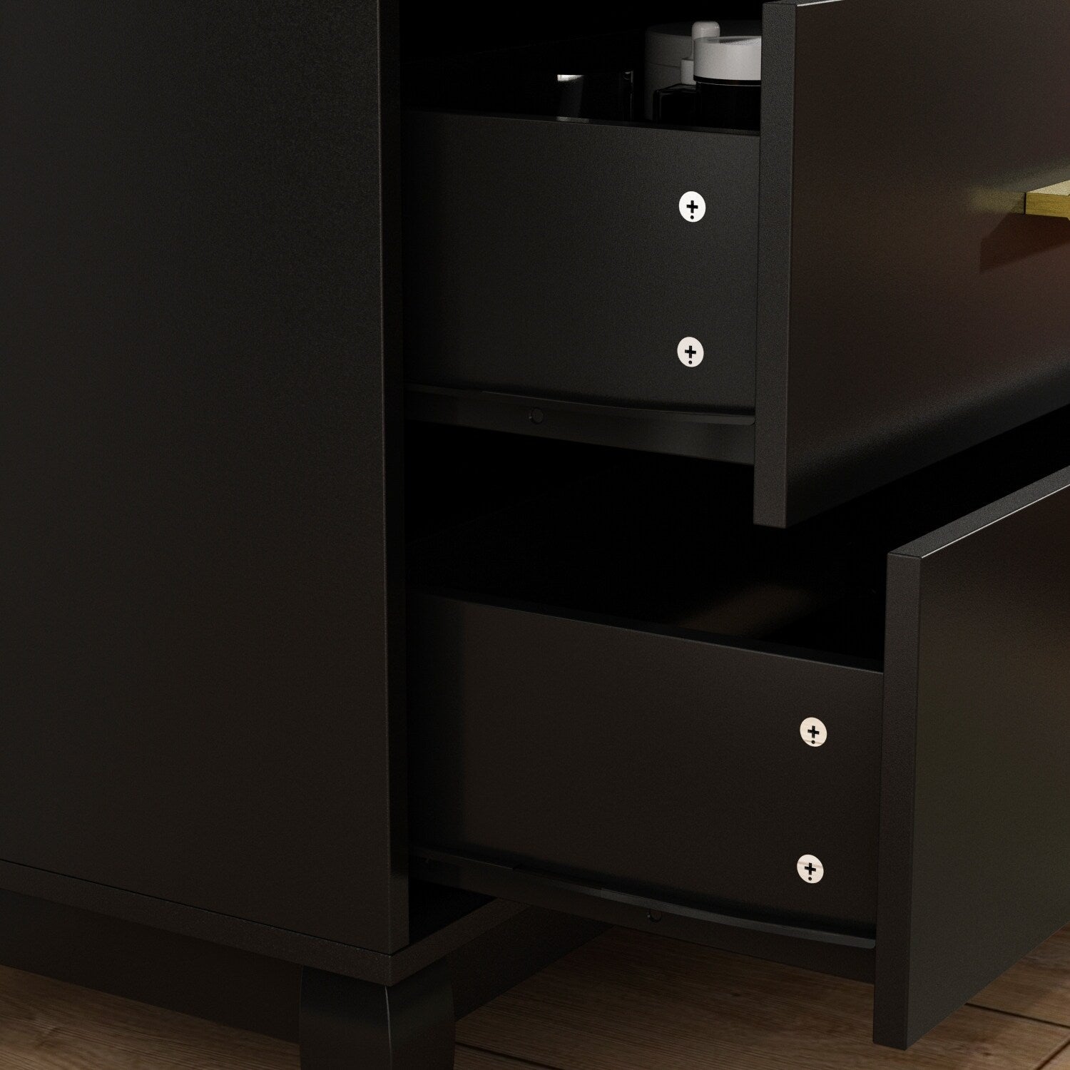 Commode double Timechee à 6 tiroirs, 47,2 po de largeur, pieds en bois massif, coffre laqué