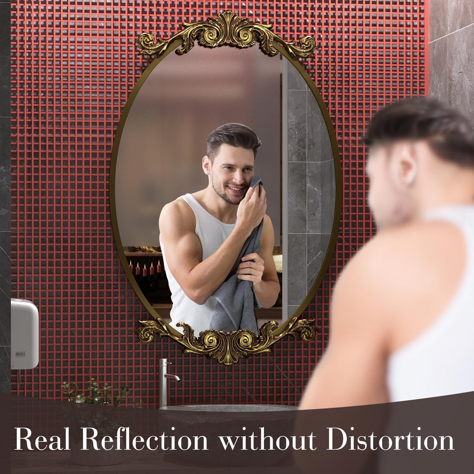 Oval Vintage Ornate Baroque Wall Mirror