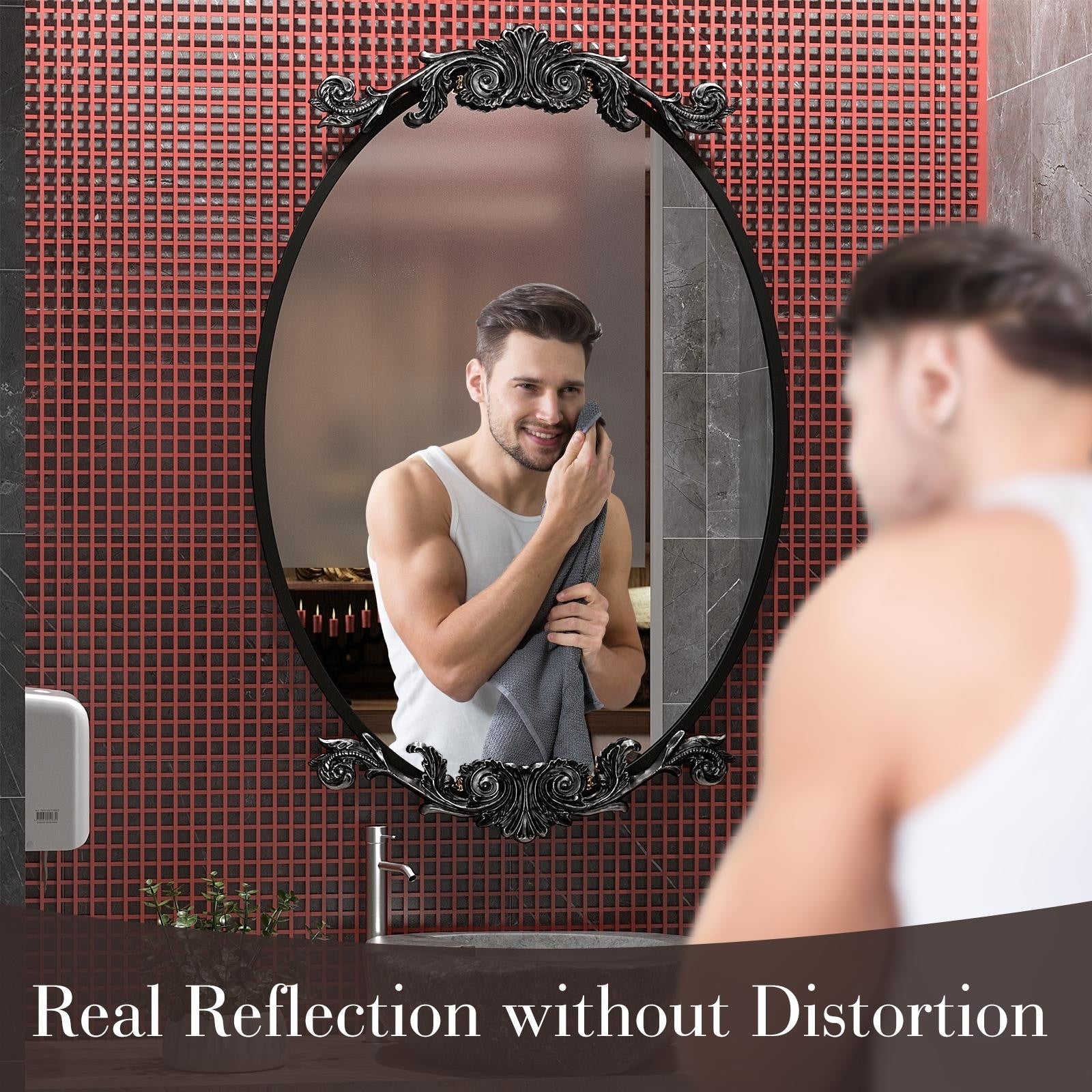 Oval Vintage Ornate Baroque Wall Mirror