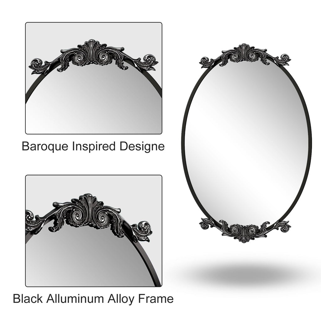 Oval Vintage Ornate Baroque Wall Mirror