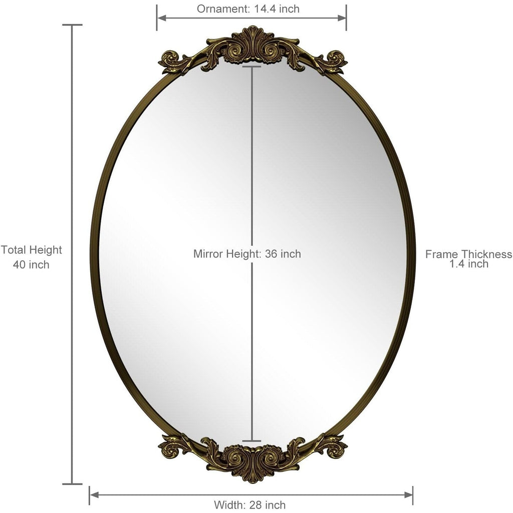 Oval Vintage Ornate Baroque Wall Mirror