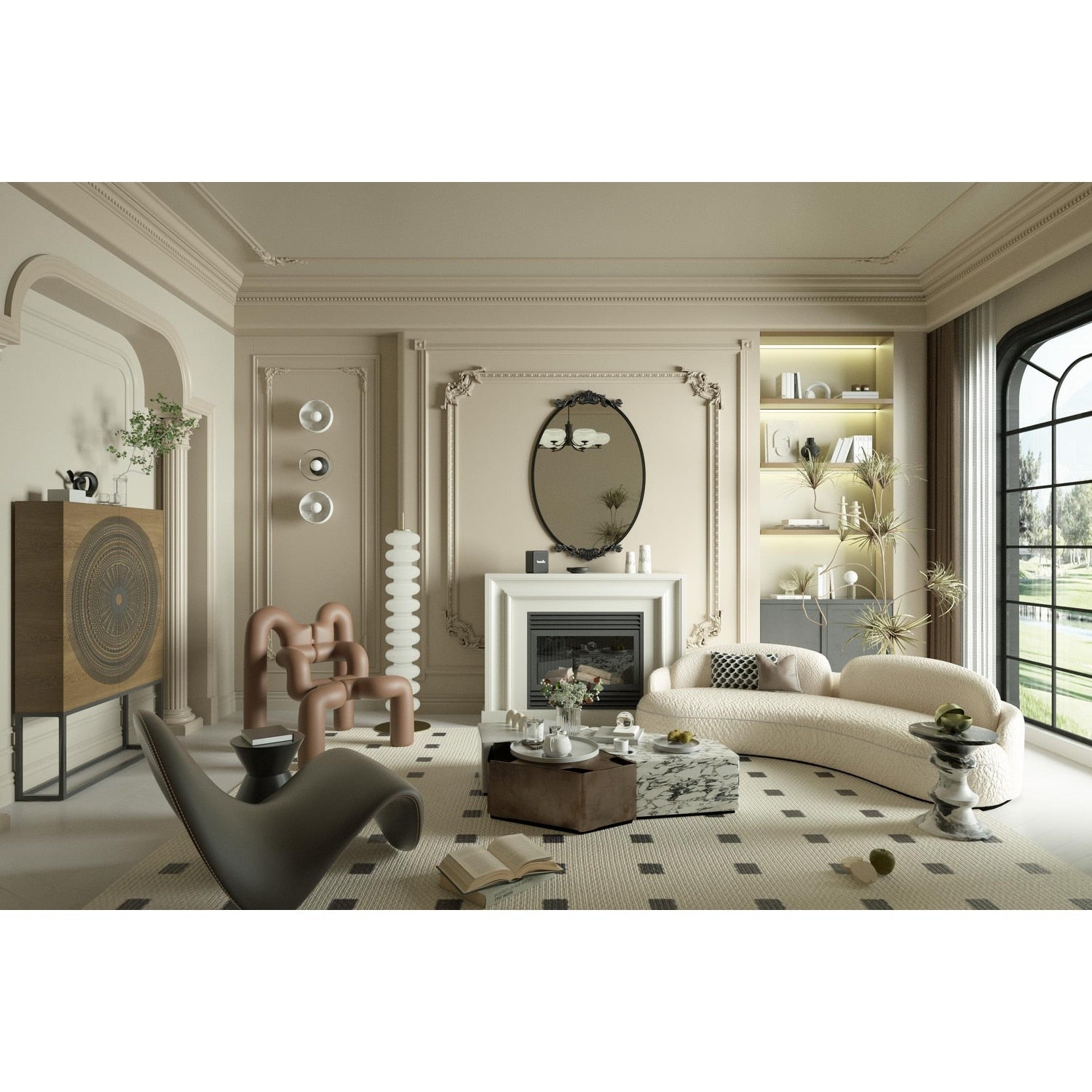 Oval Vintage Ornate Baroque Wall Mirror