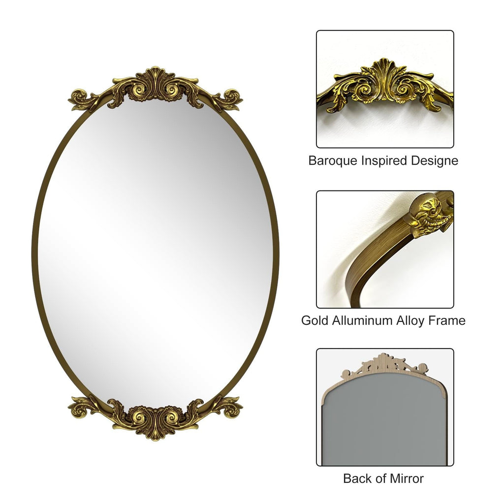 Oval Vintage Ornate Baroque Wall Mirror