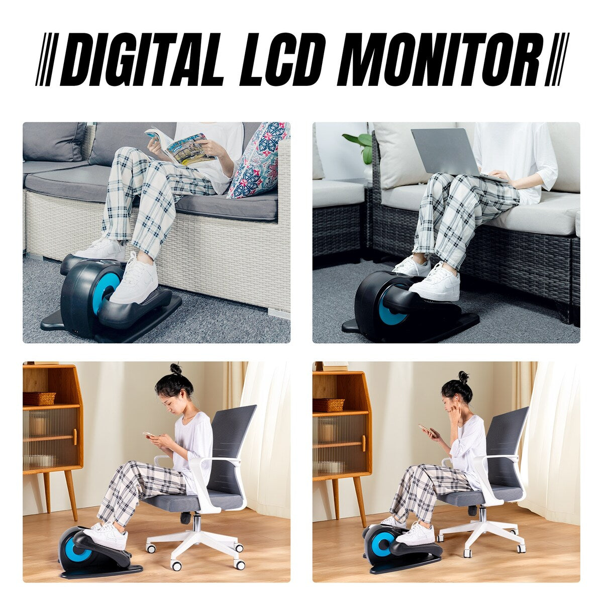 Under Desk Elliptical Machine, Elliptical Trainer with Remote Control Seated Pedal Exerciser for Seniors Adults and Teens