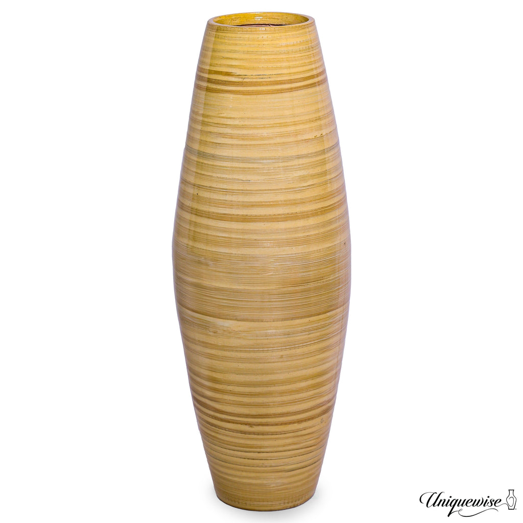 Uniquewise Tall Cylinder Bamboo Floor Vase Decorative Accent for Hotel Lobbies and Spa, Perfect Decor for Living Room or Hallway