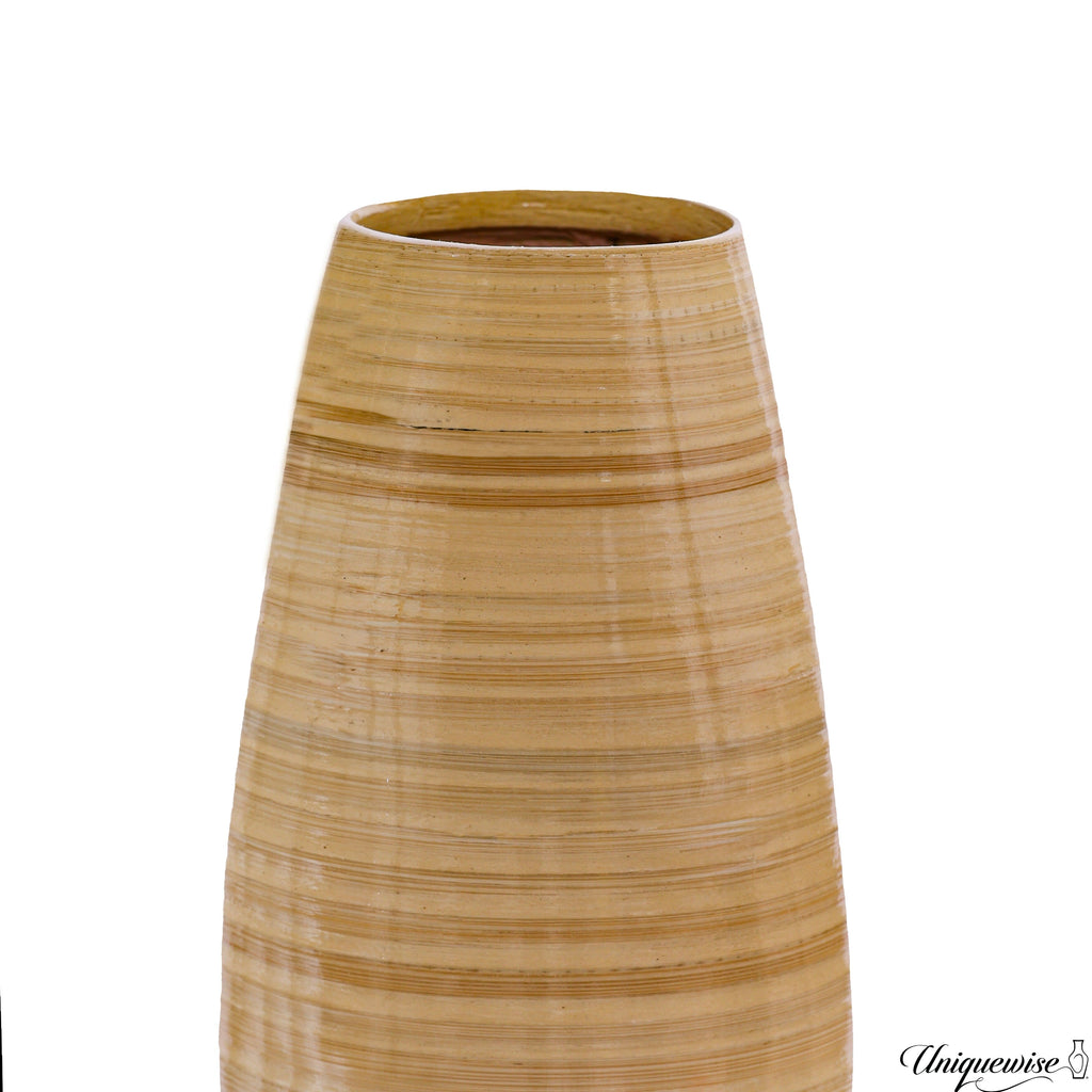 Uniquewise Tall Cylinder Bamboo Floor Vase Decorative Accent for Hotel Lobbies and Spa, Perfect Decor for Living Room or Hallway