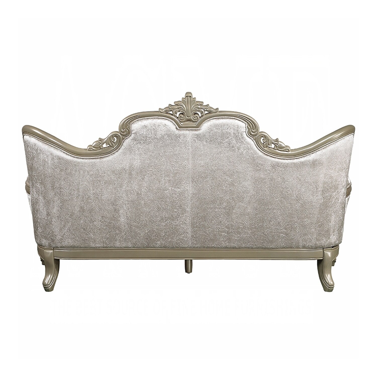 Upholstered Sofa with Button Tufted Back in Beige and Champagne
