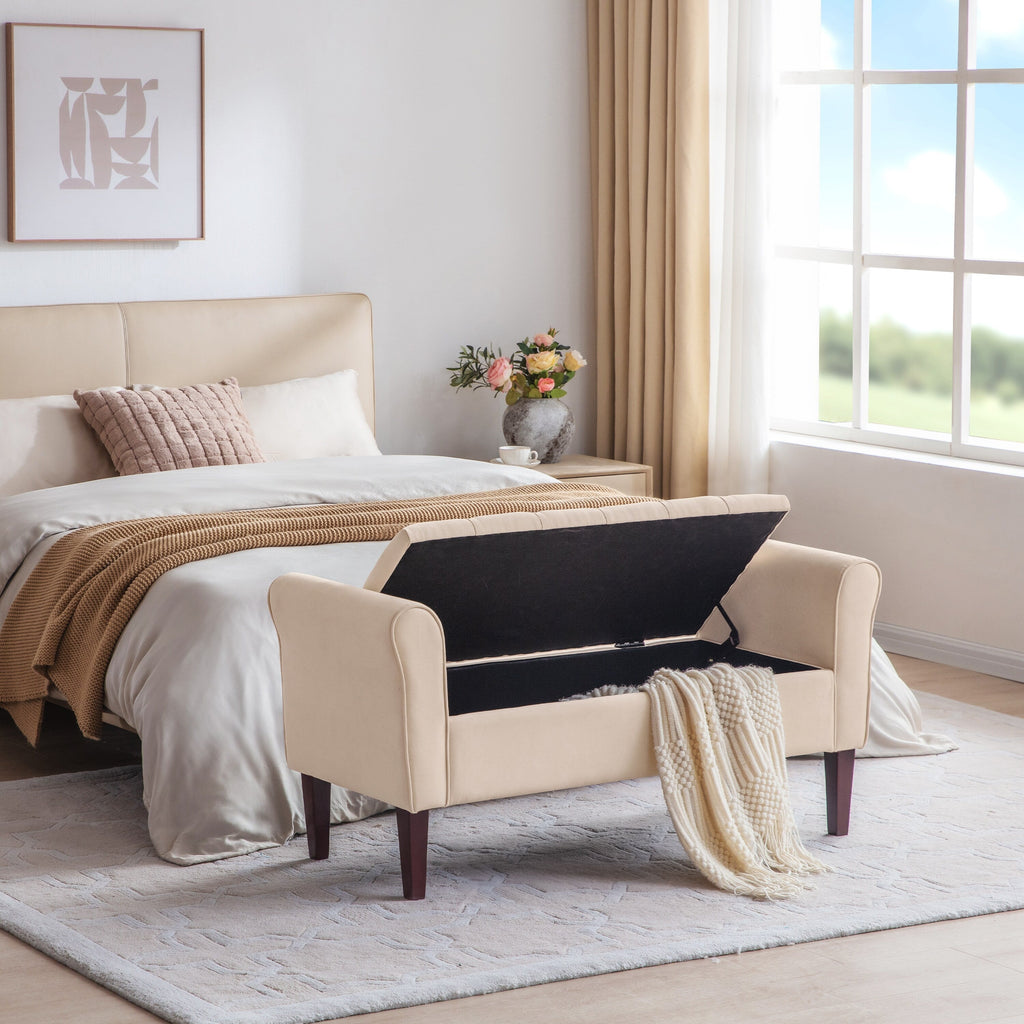 Banc de rangement rembourré, banc d'entrée avec dessus rabattable touffeté, 50,4 pouces