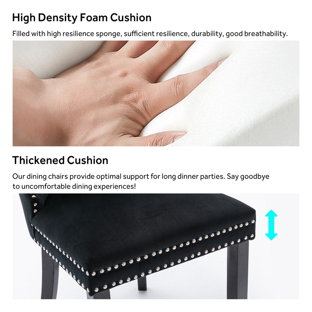 Chaise de salle à manger capitonnée en velours avec pieds en bois massif, lot de 6