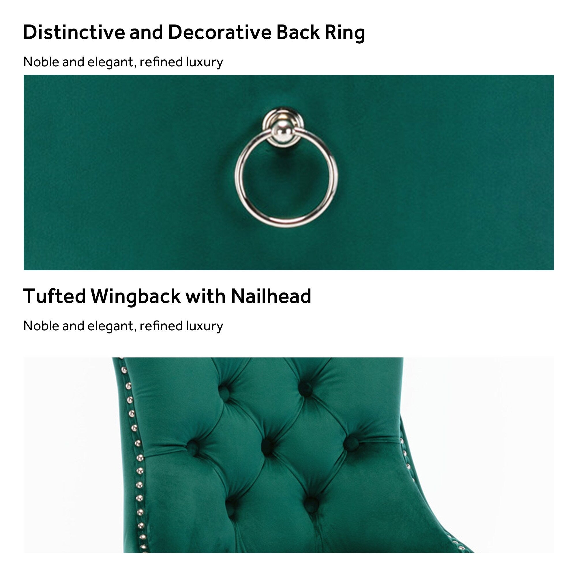 Chaise de salle à manger capitonnée en velours avec pieds en bois massif, lot de 6