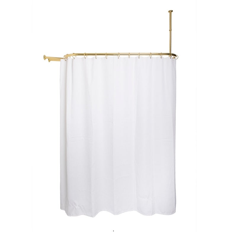Utopia Alley Rustproof Aluminum Hoop Shower Rod With Ceiling Support for Clawfoot Tub, 46 * 22 in