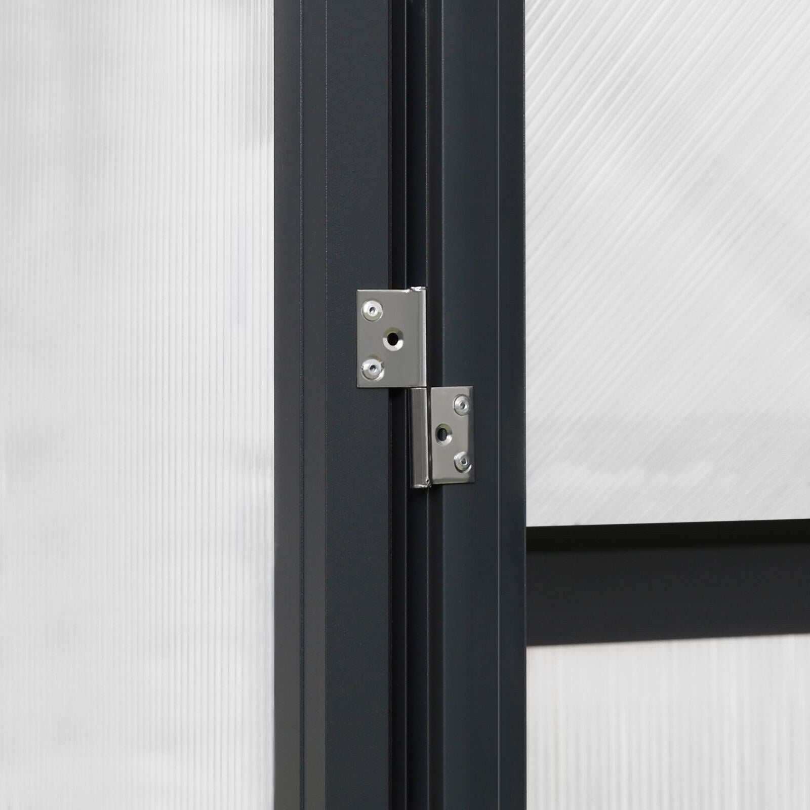 Serre de jardin en aluminium VEIKOUS avec ventilation de toit réglable et porte verrouillable, gris