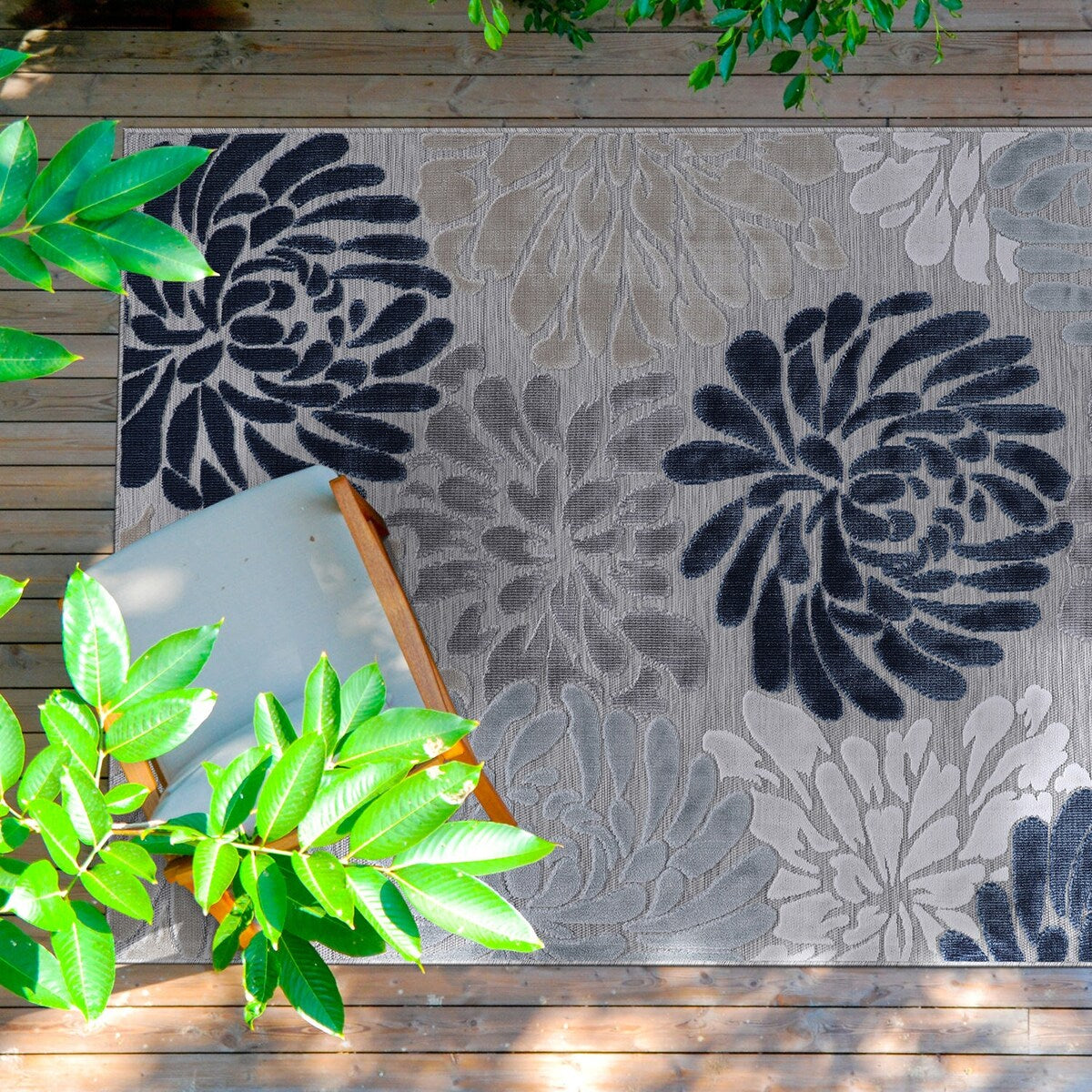 VILLADECOR Floral Indoor Outdoor Area Rug Low High Pile Rugs For Patio