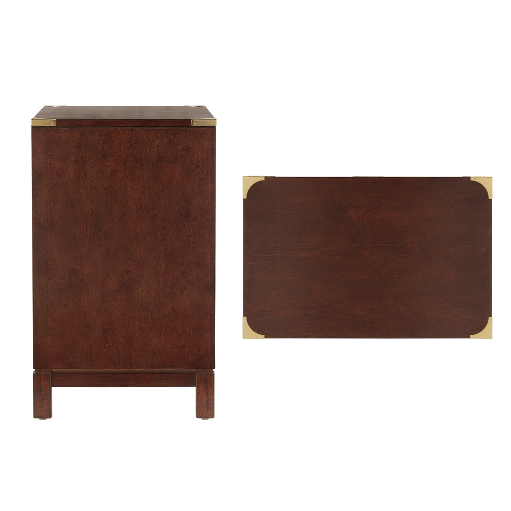 Table de chevet à 3 tiroirs avec accents dorés Valoria