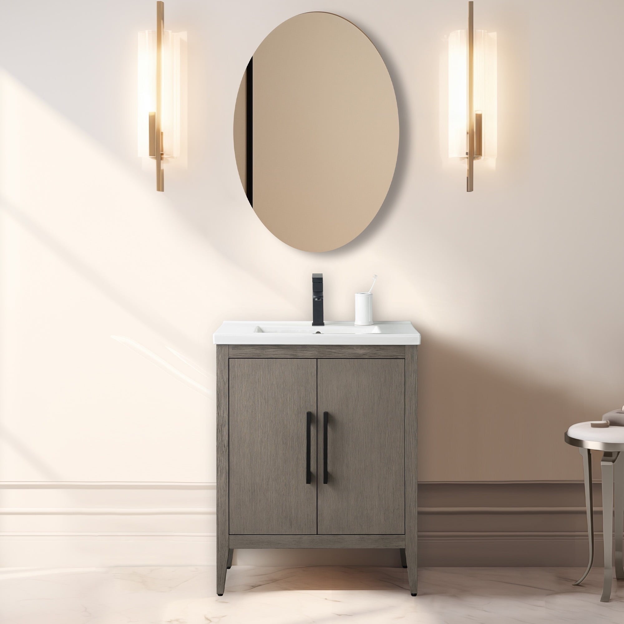 Meuble-lavabo simple Vanity Art 20, 24 ou 30 avec dessus en céramique