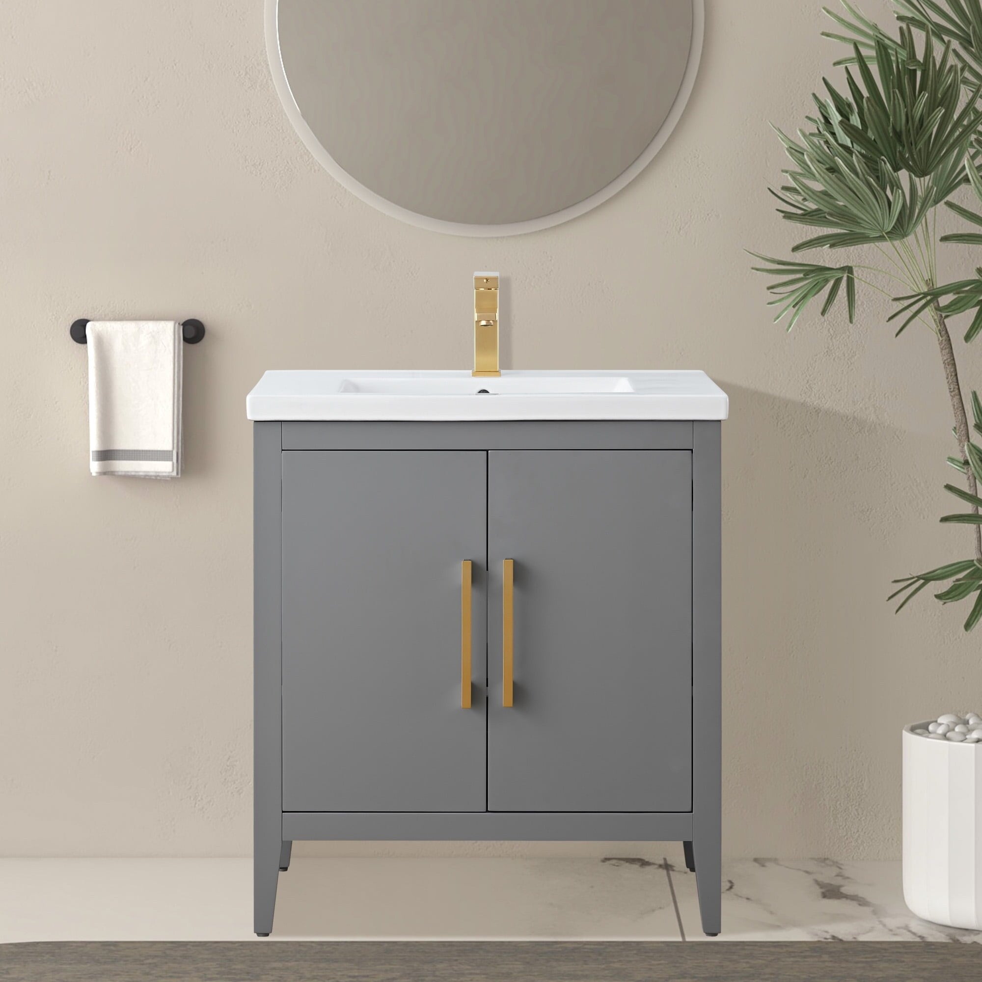Meuble-lavabo simple Vanity Art 20, 24 ou 30 avec dessus en céramique