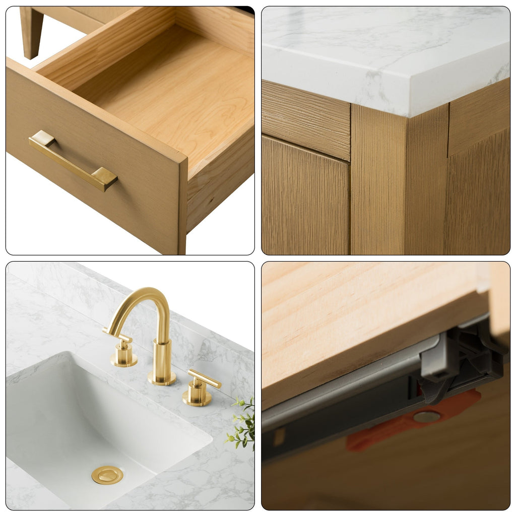 Meuble-lavabo double vasque Vanity Art 72 avec plateau en marbre reconstitué