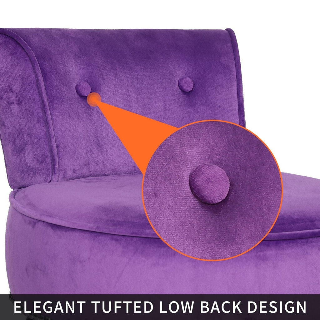 VEIKOUS Makeup Vanity Stool Chair with Low Back and Wood Legs-17.3 x 15.7 x 25.1