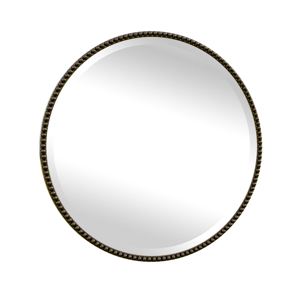 Vintage Round Bathroom Mirror with Beaded Frame