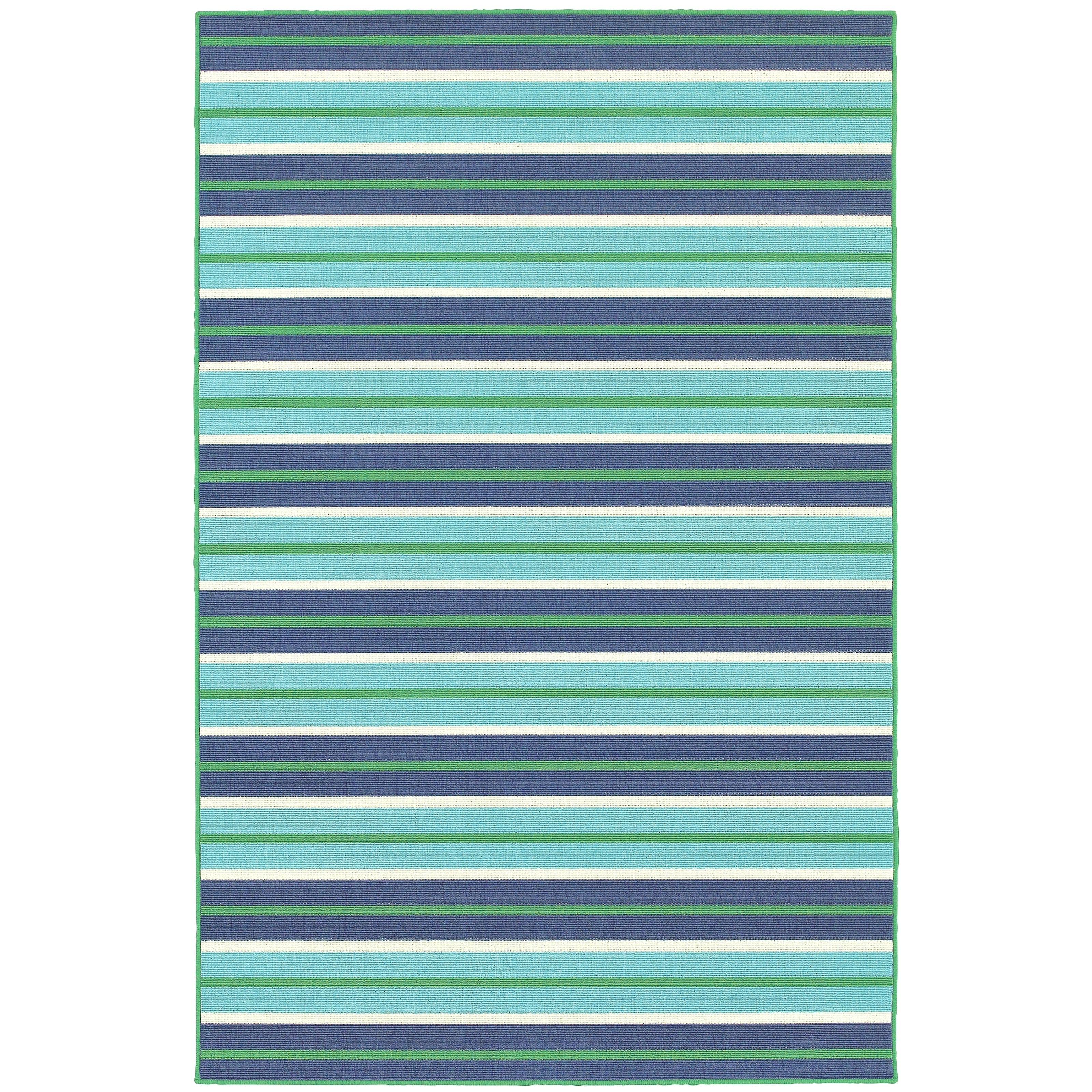 Vista Home Mackinac Blue Stripes Indoor/Outdoor Rug.
