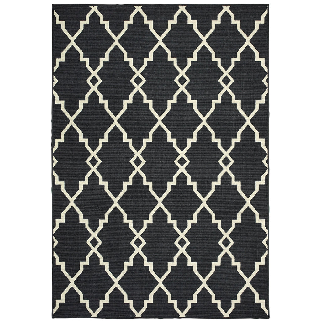 Vista Home Malta Lattice Black/ Off-White Indoor Outdoor Area Rug.
