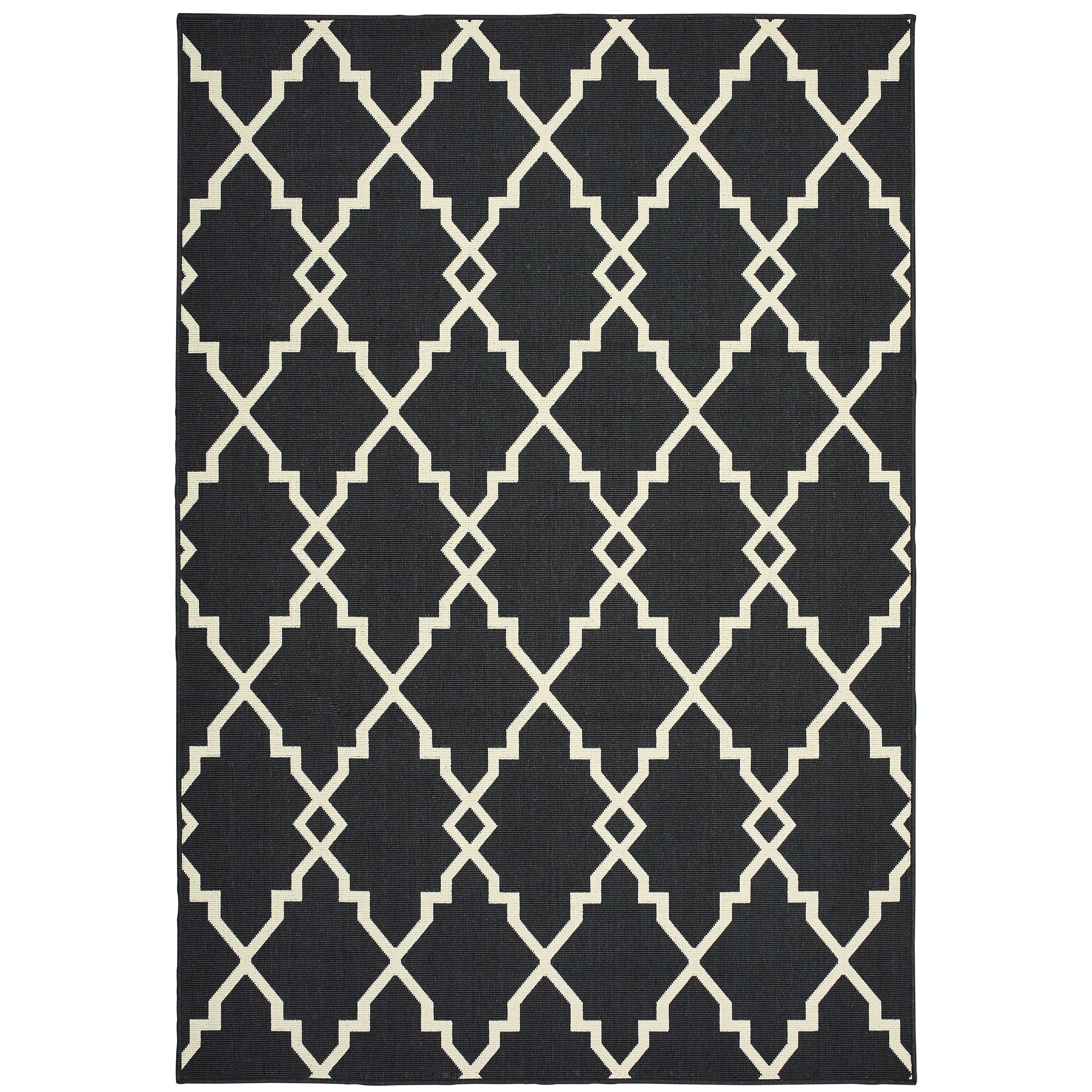 Vista Home Malta Lattice Black/ Off-White Indoor Outdoor Area Rug.