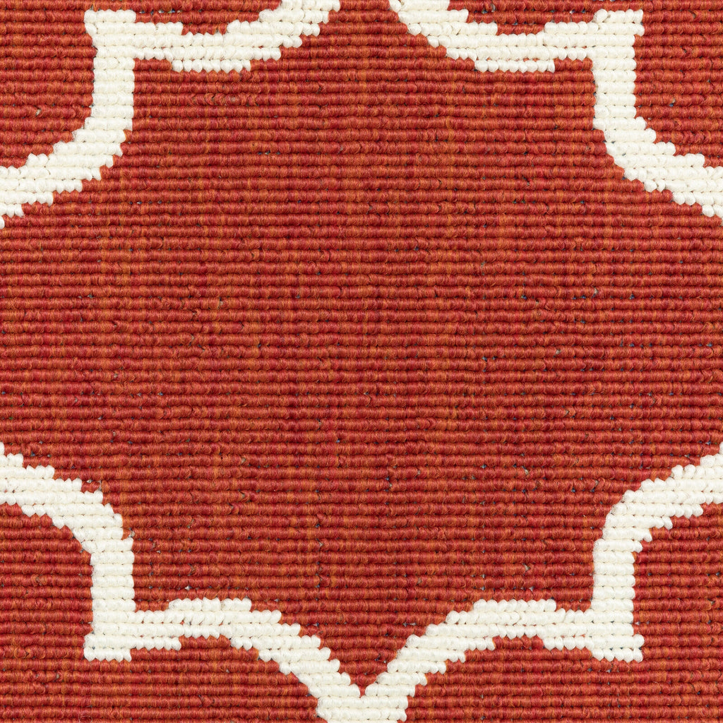 Vista Home Martinique Off-White/Brick Red Lattice Indoor/Outdoor Rug.