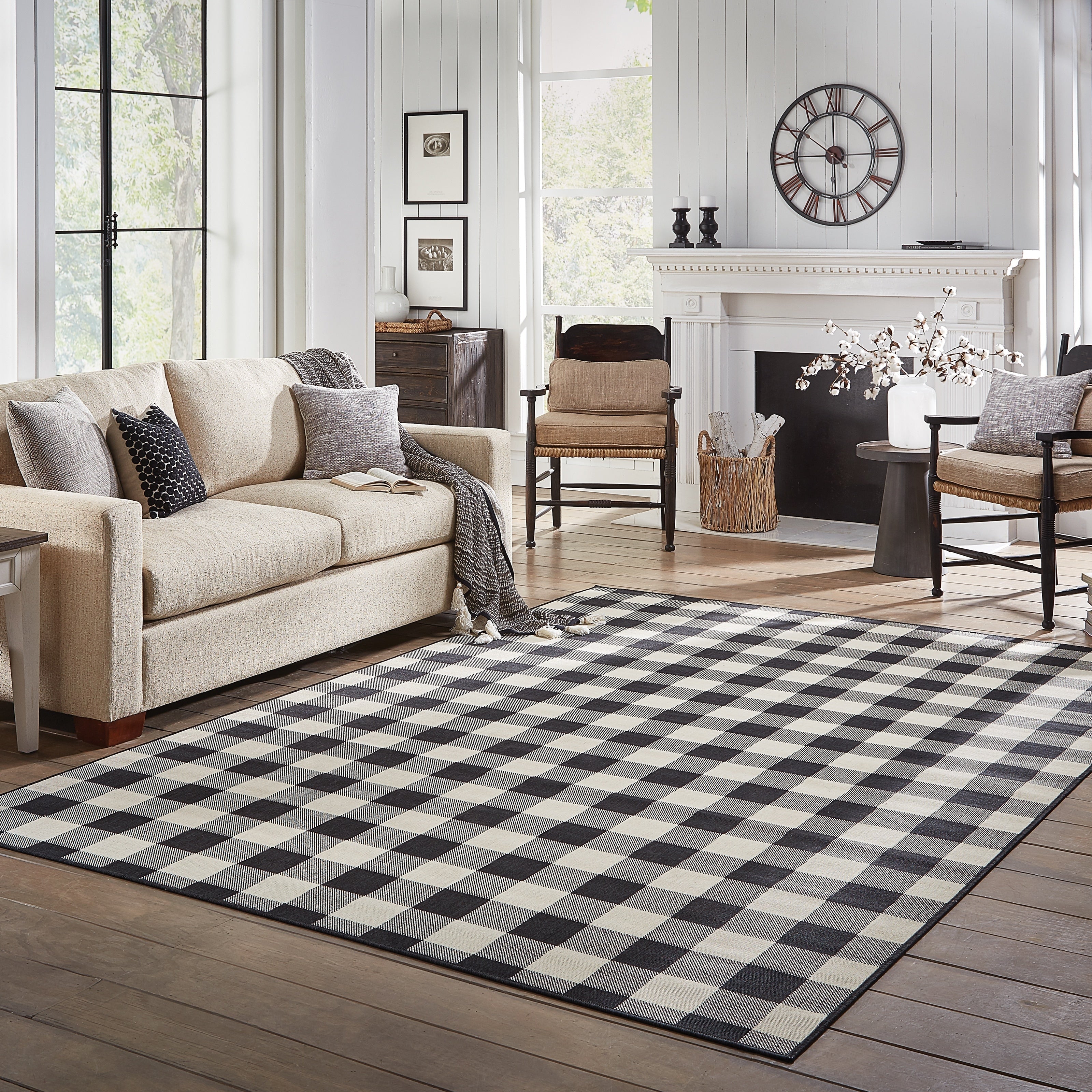 Vista Home Malta Gingham Check Indoor/Outdoor Area Rug