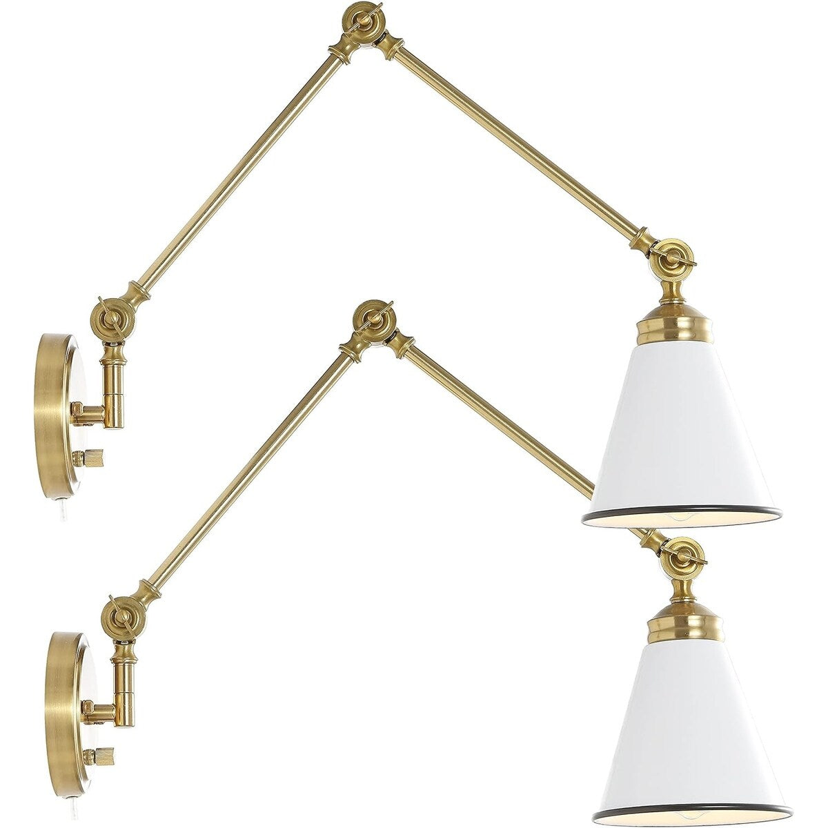 WINGBO Industrial Swing Arm Wall Sconce with Metal Shade,2-Pack...