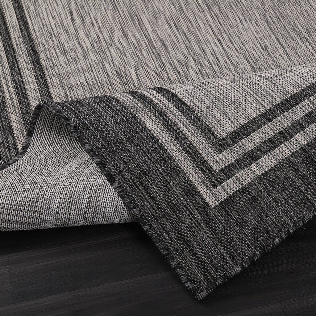 Washable Bordered Indoor Outdoor Rug for Patio, Deck, Porch