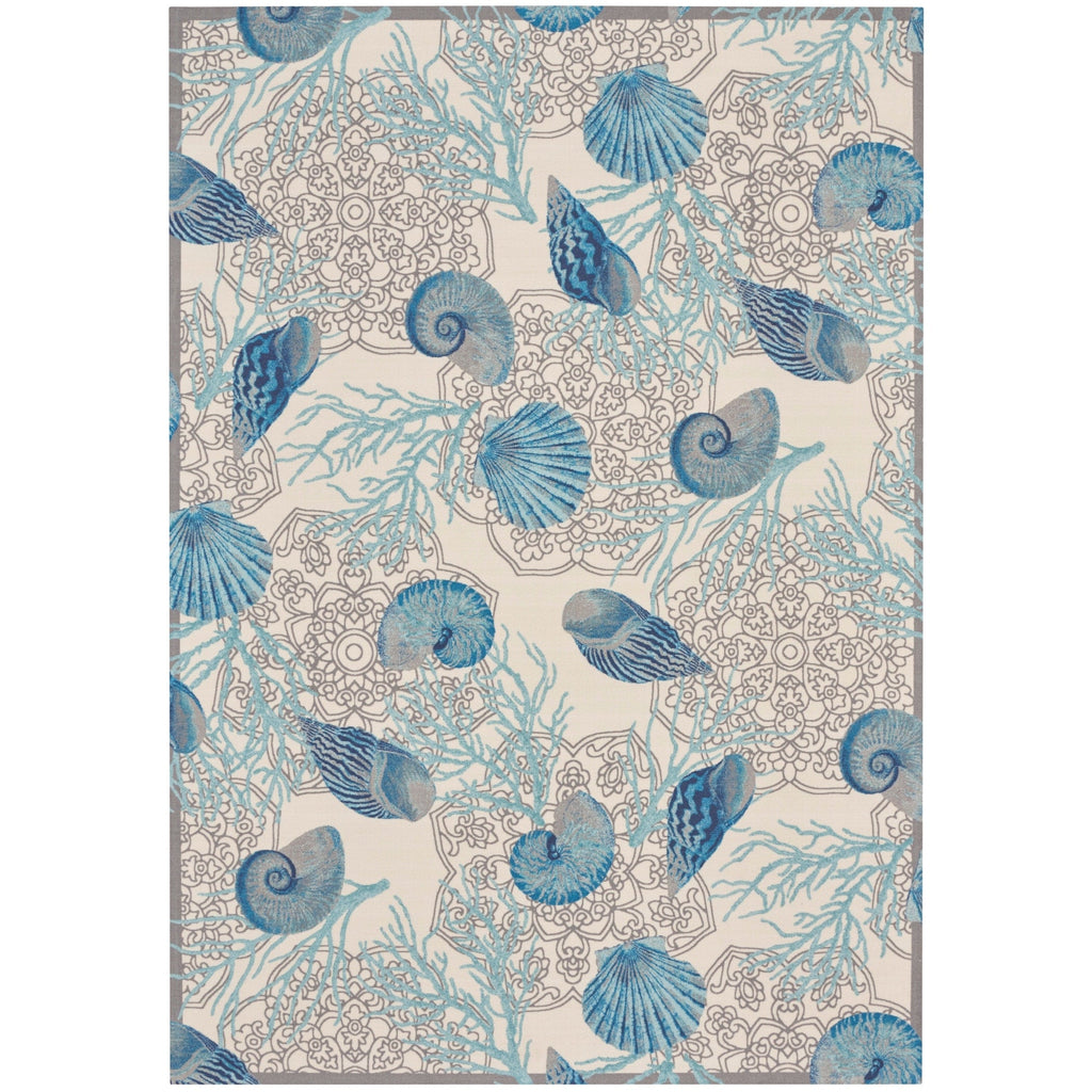 Waverly Sun & Shade Shore Thing Tropical Sea Shell Floral Indoor Outdoor Area Rug