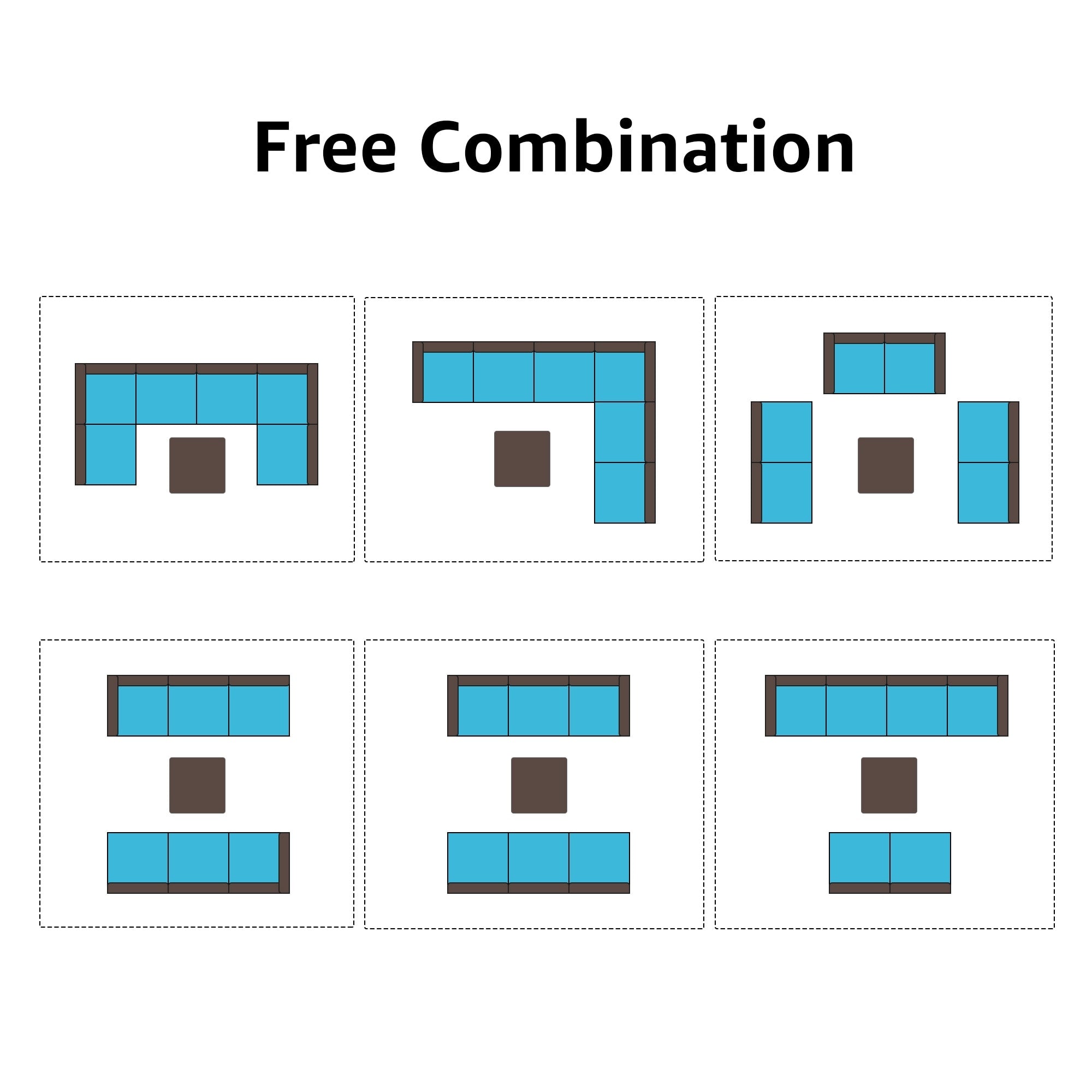 Ensemble de canapés d'extérieur sectionnels rembourrés en osier et acier, 7 pièces
