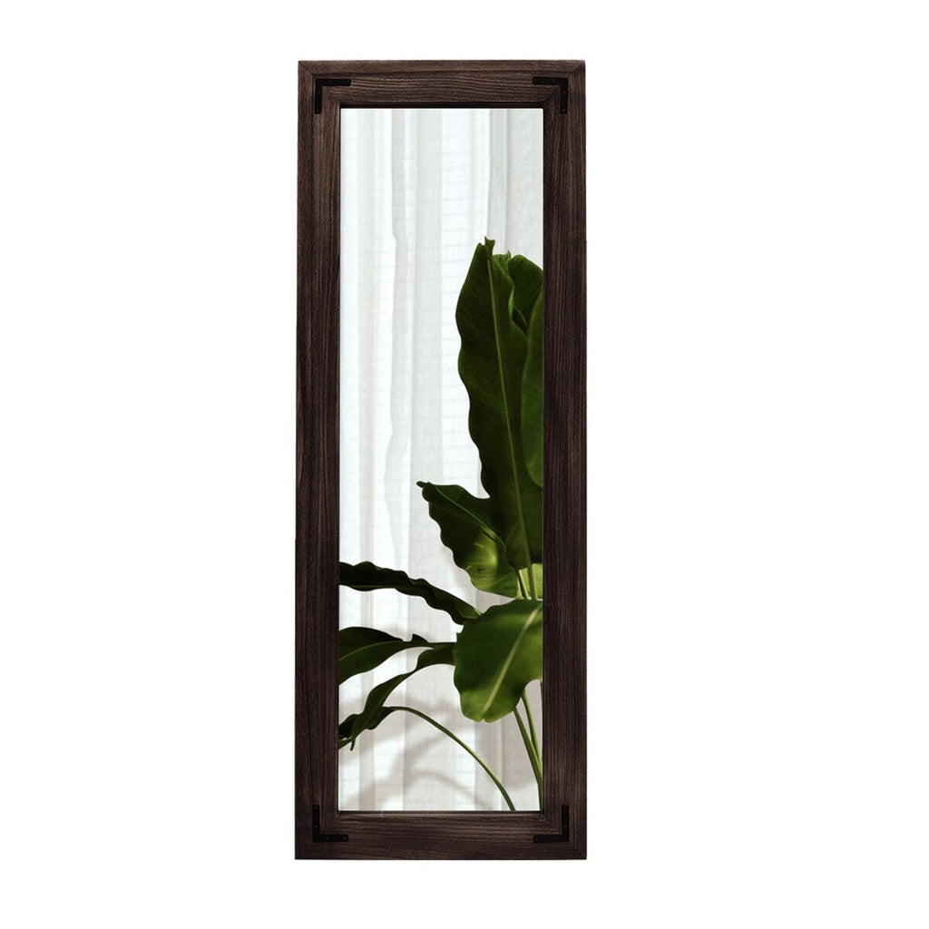 Miroir de sol rustique de style ferme avec cadre en bois - 65 x 24